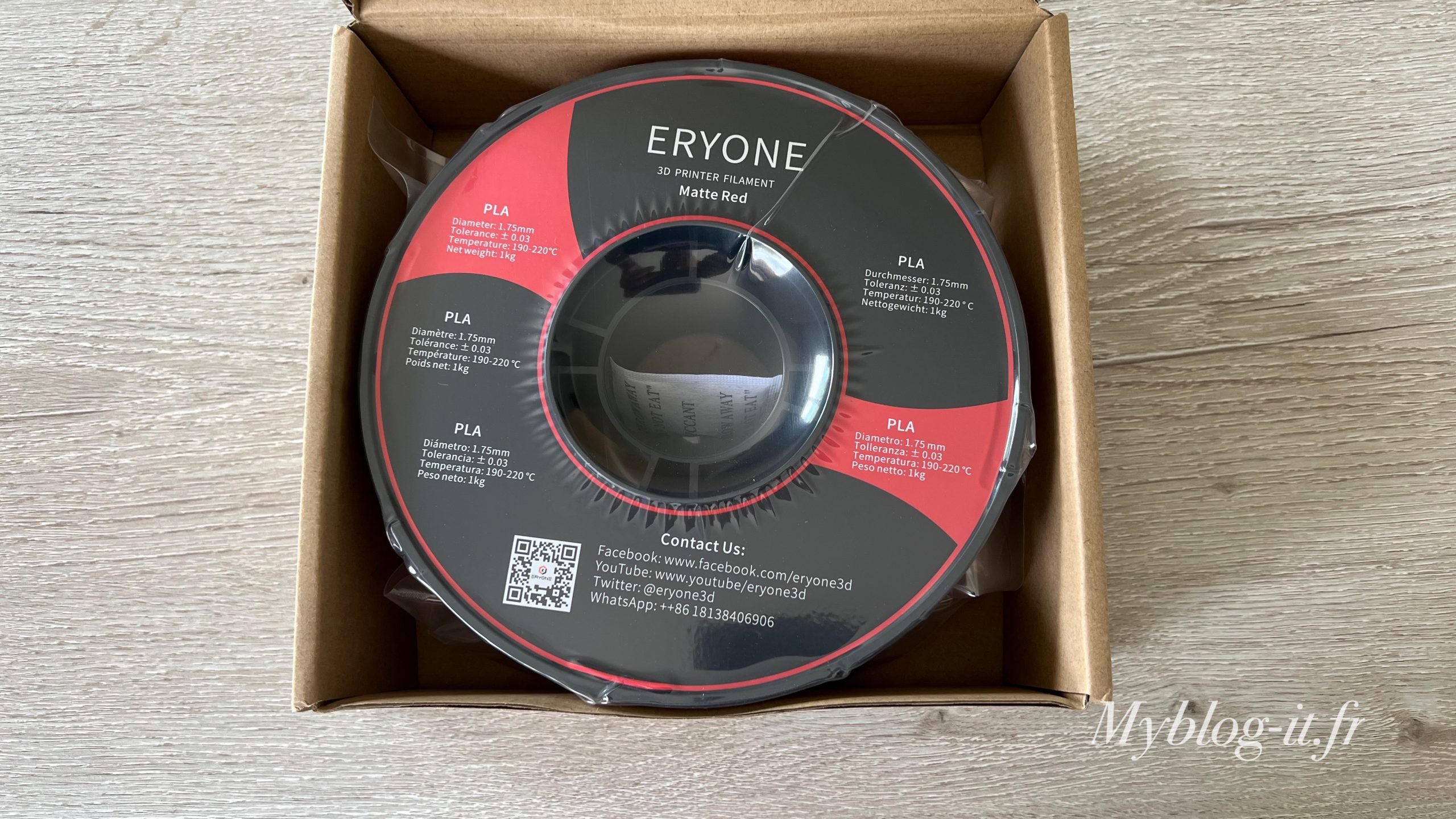 ERYONE Filament PLA mat pour imprimante 3D, diamètre du filament